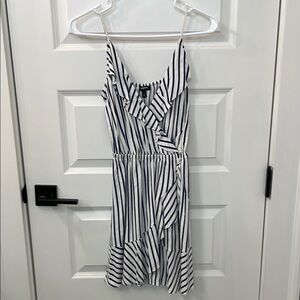 Express Royal blue and White Ruffled Wrap Sundress